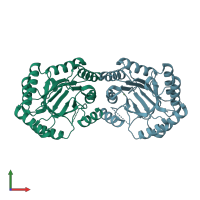 PDB entry 3l2i coloured by chain, front view.
