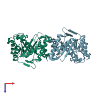 PDB entry 3l2i coloured by chain, top view.