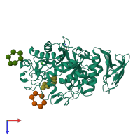 PDB entry 3l2m coloured by chain, top view.