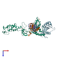 PDB 3l2q coloured by chain and viewed from the top.