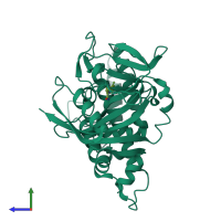 PDB entry 3l3m coloured by chain, side view.