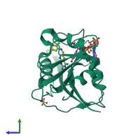 PDB entry 3l3r coloured by chain, side view.