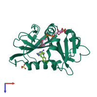 PDB entry 3l3r coloured by chain, top view.