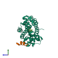 PDB entry 3l3z coloured by chain, side view.