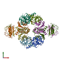 PDB entry 3l4b coloured by chain, front view.