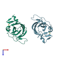 PDB entry 3l4c coloured by chain, top view.