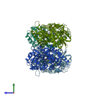 PDB entry 3l4d coloured by chain, side view.