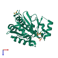 PDB entry 3l4e coloured by chain, top view.