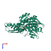 Monomeric assembly 1 of PDB entry 3l4i coloured by chemically distinct molecules, top view.