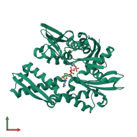 Monomeric assembly 2 of PDB entry 3l4i coloured by chemically distinct molecules, front view.