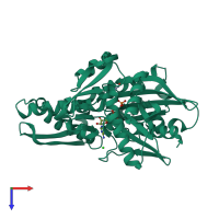 Monomeric assembly 2 of PDB entry 3l4i coloured by chemically distinct molecules, top view.