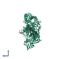 PDB entry 3l4j coloured by chain, side view.