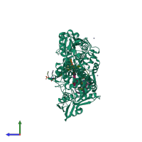 PDB entry 3l4k coloured by chain, side view.