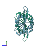 PDB entry 3l50 coloured by chain, side view.