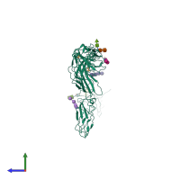 PDB entry 3l5h coloured by chain, side view.