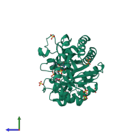 PDB entry 3l5l coloured by chain, side view.