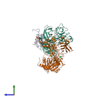 PDB entry 3l5n coloured by chain, side view.