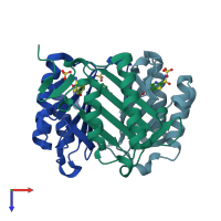 PDB entry 3l5u coloured by chain, top view.