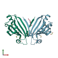 PDB entry 3l5z coloured by chain, front view.