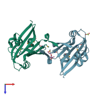 PDB entry 3l5z coloured by chain, top view.