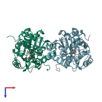 PDB entry 3l6c coloured by chain, top view.