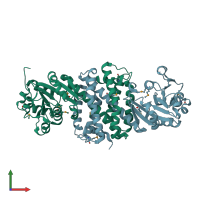 PDB entry 3l6d coloured by chain, front view.