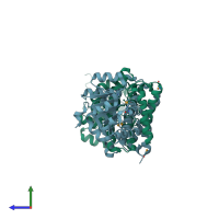 PDB entry 3l6d coloured by chain, side view.