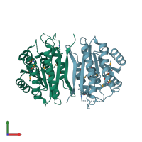 PDB entry 3l6e coloured by chain, front view.