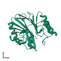 PDB entry 3l6n coloured by chain, front view.