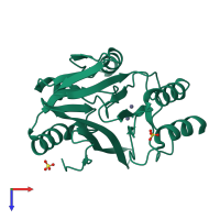 PDB entry 3l6n coloured by chain, top view.