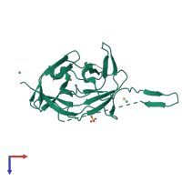 PDB entry 3l6p coloured by chain, top view.