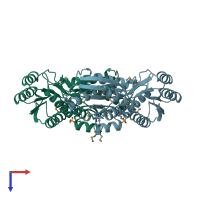 PDB entry 3l6u coloured by chain, top view.