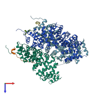 PDB entry 3l6y coloured by chain, top view.