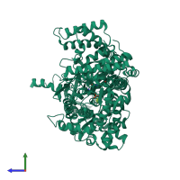 PDB entry 3l7c coloured by chain, side view.