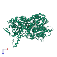 PDB entry 3l7c coloured by chain, top view.