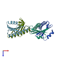 PDB entry 3l7h coloured by chain, top view.