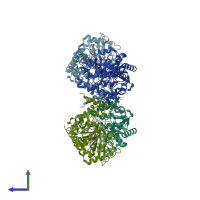 PDB entry 3l7l coloured by chain, side view.