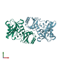 PDB entry 3l7o coloured by chain, front view.
