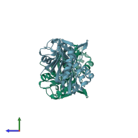PDB entry 3l7o coloured by chain, side view.