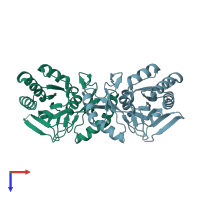 PDB entry 3l7o coloured by chain, top view.