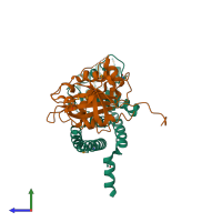 PDB entry 3l82 coloured by chain, side view.