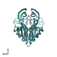 PDB entry 3l85 coloured by chain, side view.