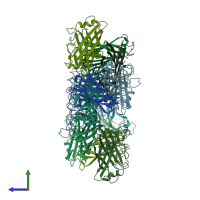 PDB entry 3l88 coloured by chain, side view.