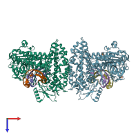 PDB entry 3l8b coloured by chain, top view.