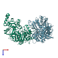 PDB entry 3l8c coloured by chain, top view.