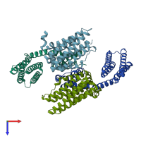 PDB entry 3l8i coloured by chain, top view.