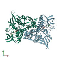 PDB entry 3l8k coloured by chain, front view.