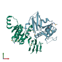 PDB entry 3l8m coloured by chain, front view.