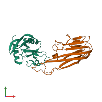 Hetero dimeric assembly 1 of PDB entry 3l9j coloured by chemically distinct molecules, front view.