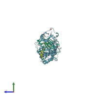 PDB entry 3l9l coloured by chain, side view.
